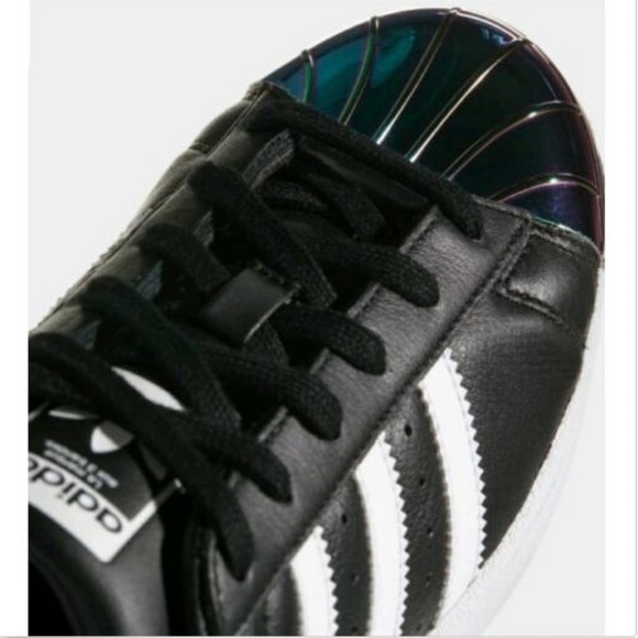 🆕 ADIDAS Superstar Shoes 8 Metallic Black White - Picture 3 of 8
